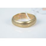 A 9ct gold square shaped wedding band, dedication inscribed to inner band, size R, weight approx 6.