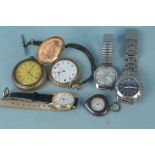 Three gents watches to include Lorus and Le Cheminant together with two cased pocket watches and a