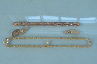 Yellow metal jewellery including cufflinks,