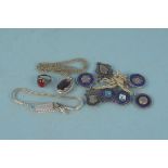 Seven various silver fobs and a small quantity of costume jewellery