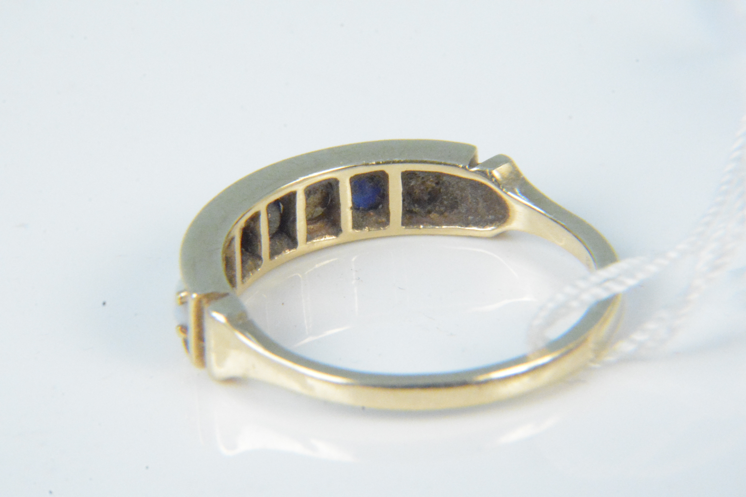 A 9ct gold opal and sapphire set ring, size N, - Image 2 of 3