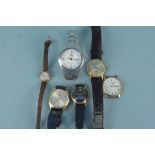 Five assorted vintage gents wristwatches to include Rotary & Lorus together with a 9ct gold ladies