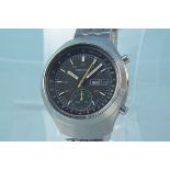 A Seiko 'Helmet' 6139-7109 automatic gents chronograph wristwatch with later added Seiko bracelet