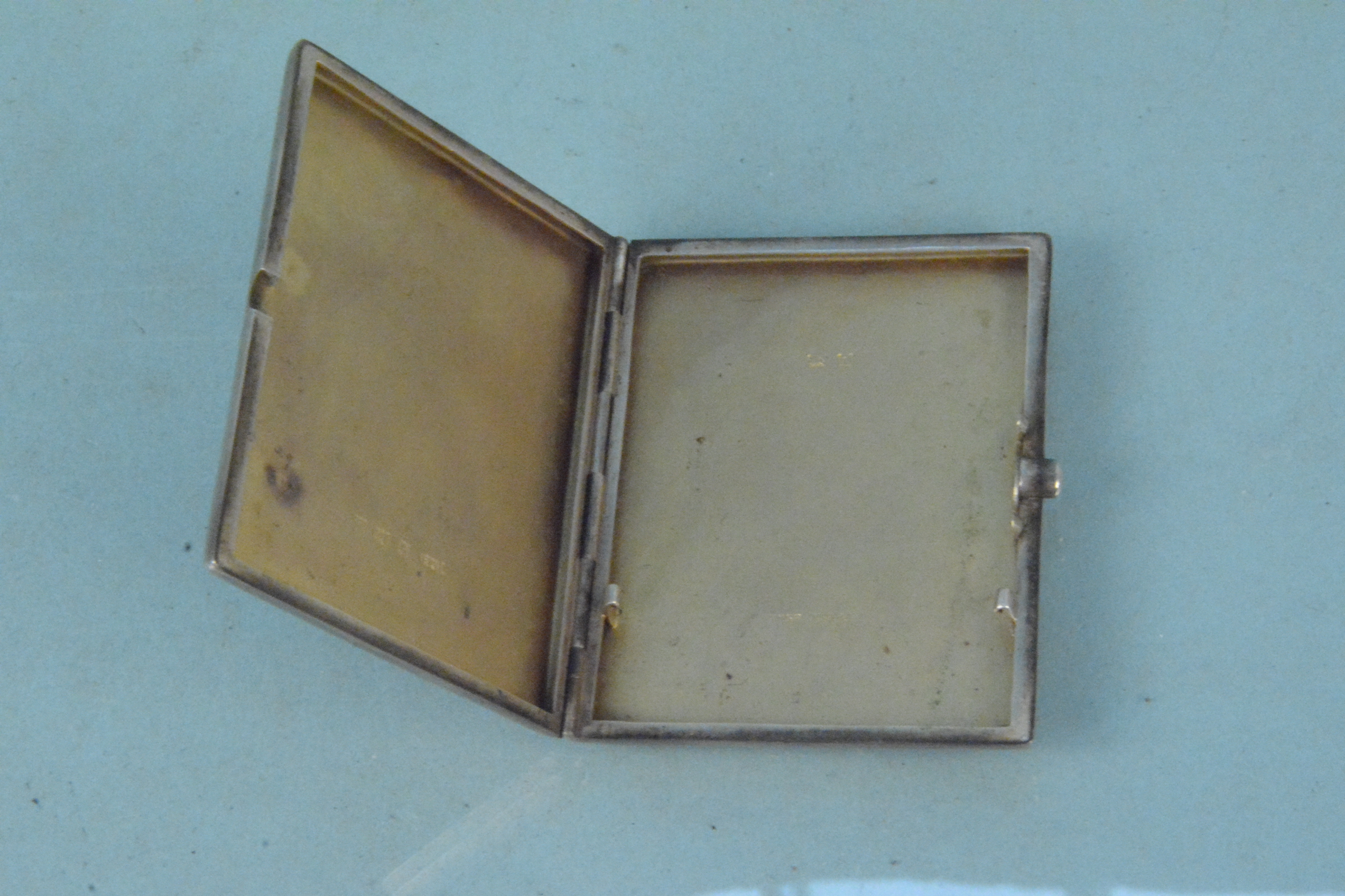 A silver cigarette case with inscription to front, hallmarked Birmingham 1912, - Image 2 of 3