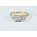 An 18ct gold diamond solitaire ring, the round cut diamond in square setting, size N,