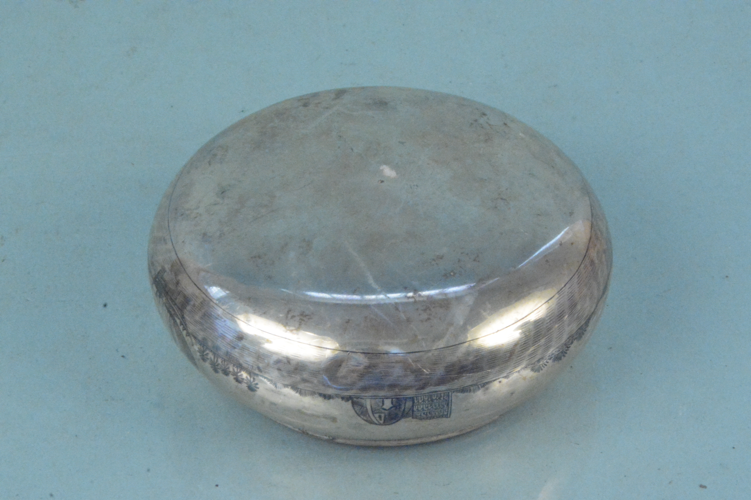 A white metal Niello decorated bowl (dented), - Image 3 of 3