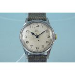 A c1940's gents Omega 30T25C wristwatch with blue steel hands (possible replaced crown and possible