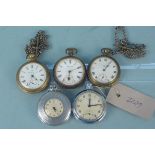 Five assorted metal cased pocket watches to include Smiths,