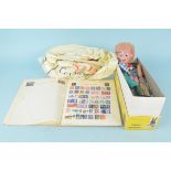 A vintage Pelham puppet 'Hansel' plus a selection of loose stamps and album