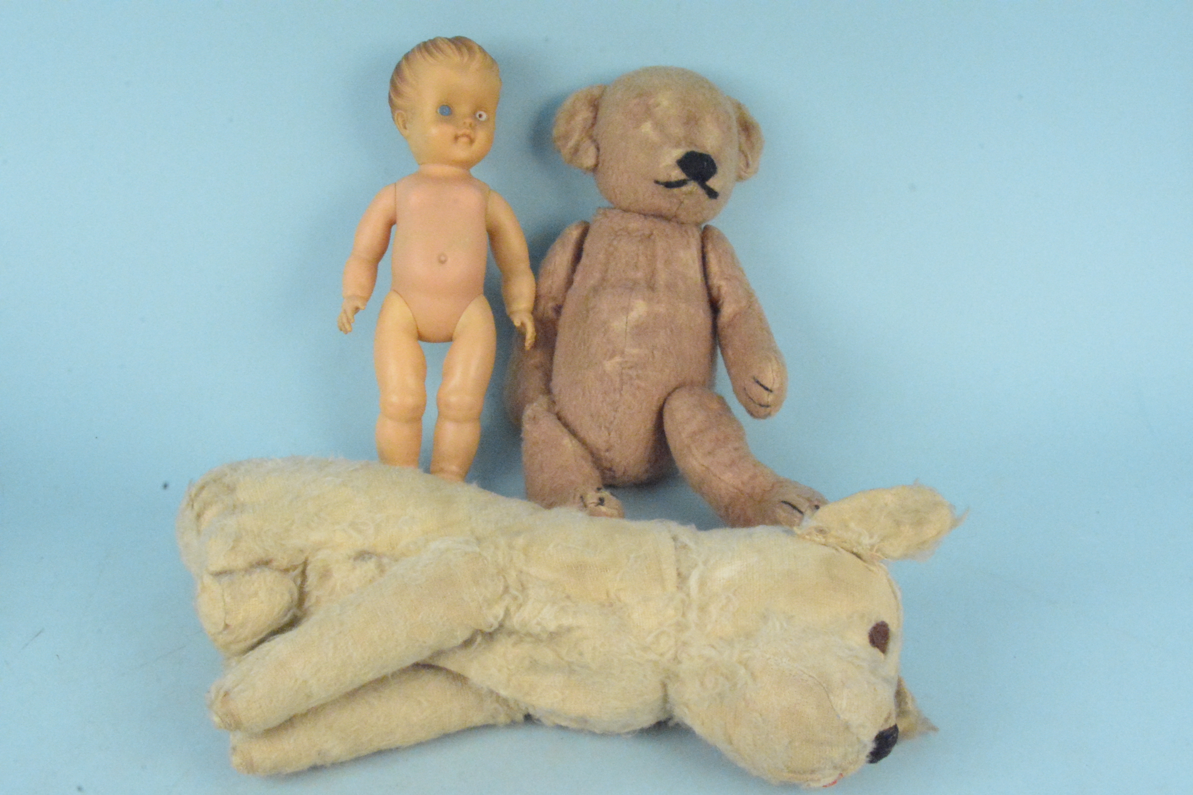 Three vintage plastic dolls including two Pedigree plus three Elderly stuffed toys including a - Image 2 of 3