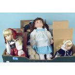 A quantity of model dolls to include Alberon porcelain dolls,