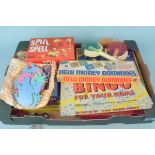 A box of assorted games,