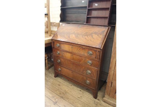 A mid 19th Century mahogany four drawer bureau on splayed feet and fitted interior - Image 1 of 2