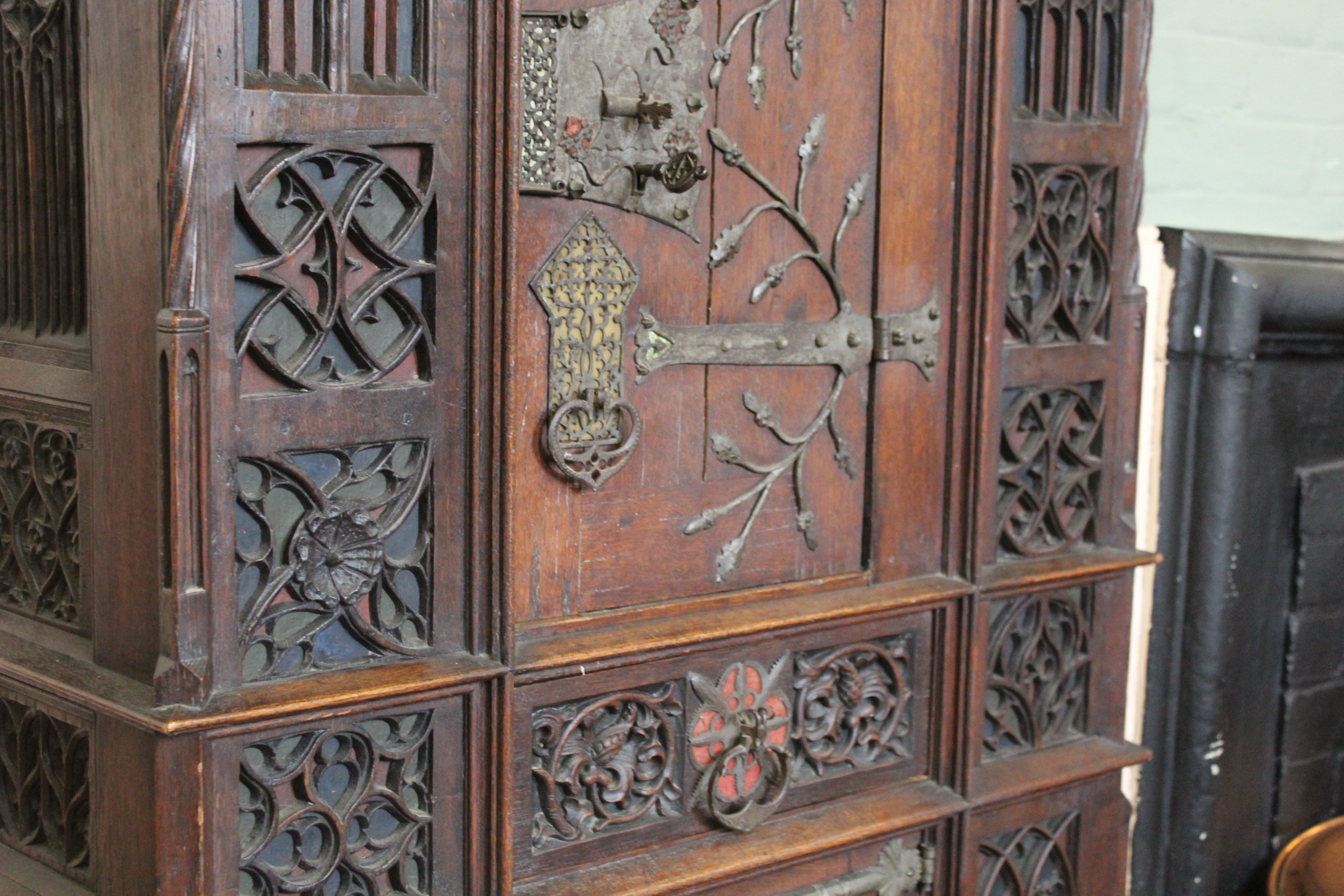 A mid 19th Century oak Gothic Revival cupboard in the manner of A.W.N Pugin. - Image 3 of 18