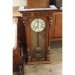 A mid 20th Century carved walnut wall clock, door height approx. 76.