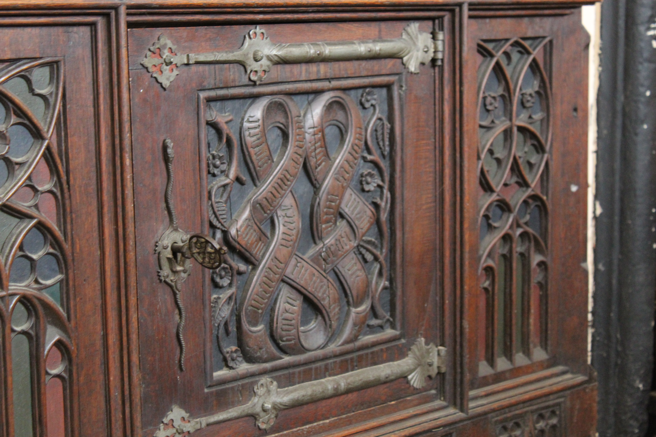 A mid 19th Century oak Gothic Revival cupboard in the manner of A.W.N Pugin. - Image 4 of 18