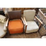 Two 1930's upholstered fireside chairs