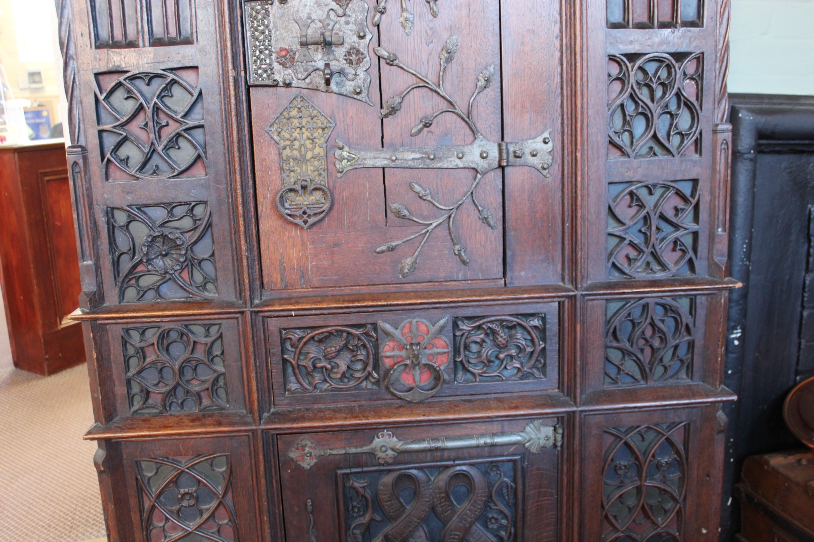 A mid 19th Century oak Gothic Revival cupboard in the manner of A.W.N Pugin. - Image 7 of 18