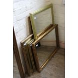 Five gilt framed wall mirrors (four with bevelled glass)