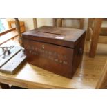 A mid 19th Century mahogany post box marked from "Vernon Villa",