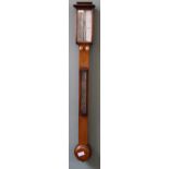 A mid 19th Century oak stick barometer by Grasemann, 51 Strand,