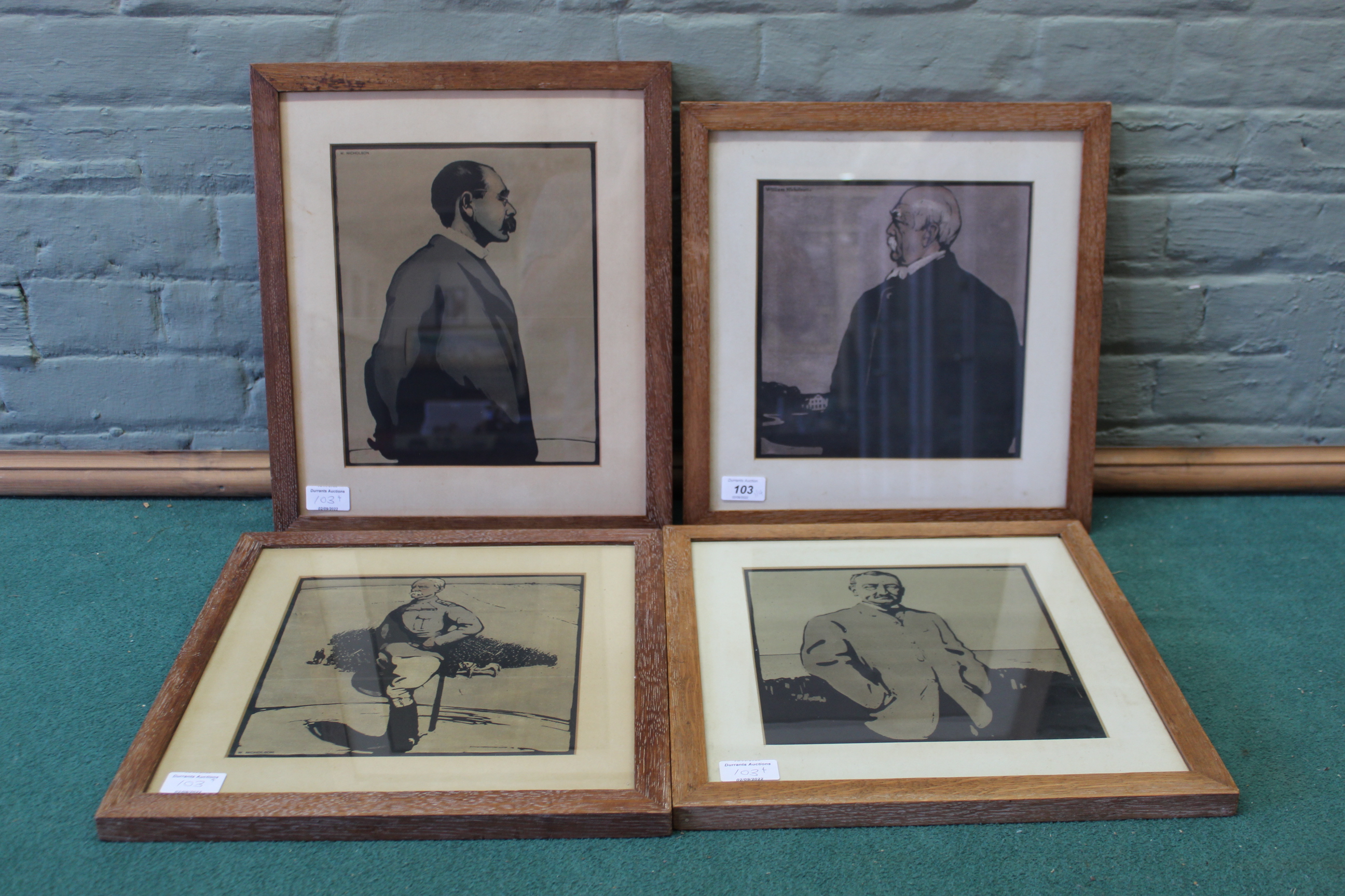 William Nicholson (1872-1949), four original lithographs, Rudyard Kipling, Prince Bismark,