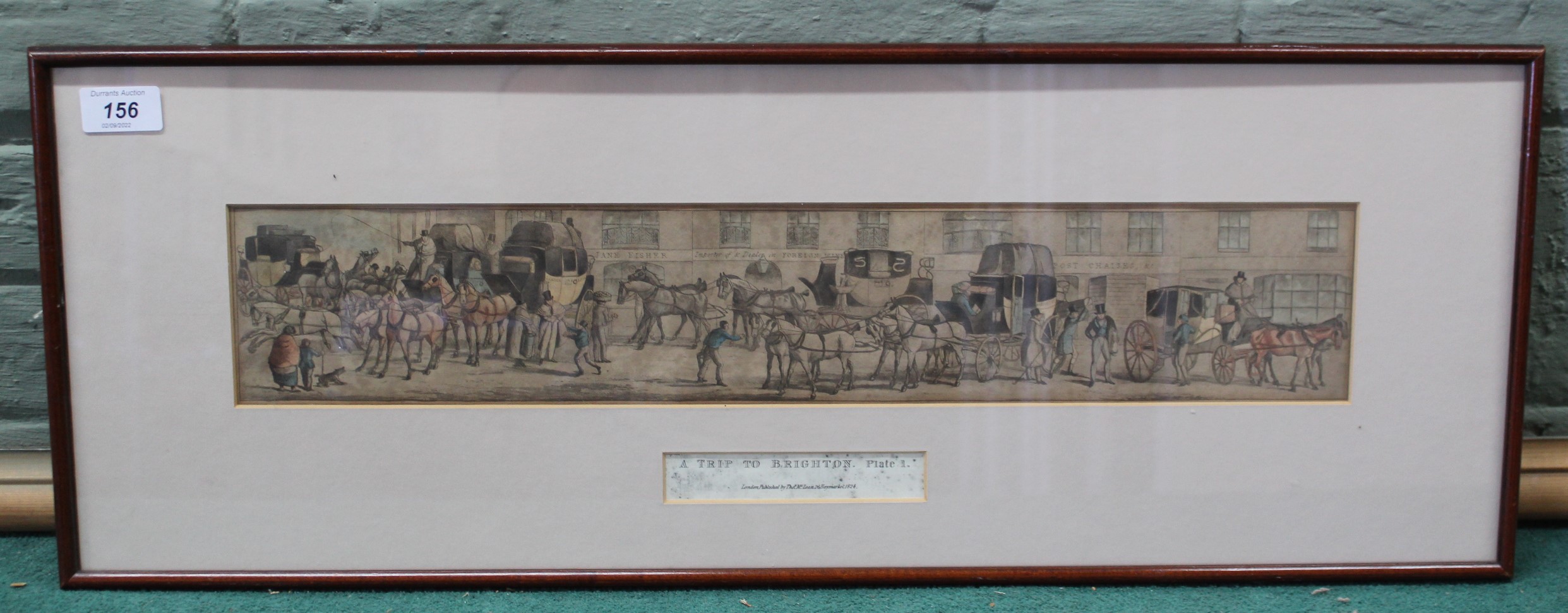 A framed print 'A Trip to Brighton Plate 1', published 1824,