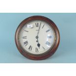 Vintage wooden cased wall clock with perspex face (lacking pendulum and key)