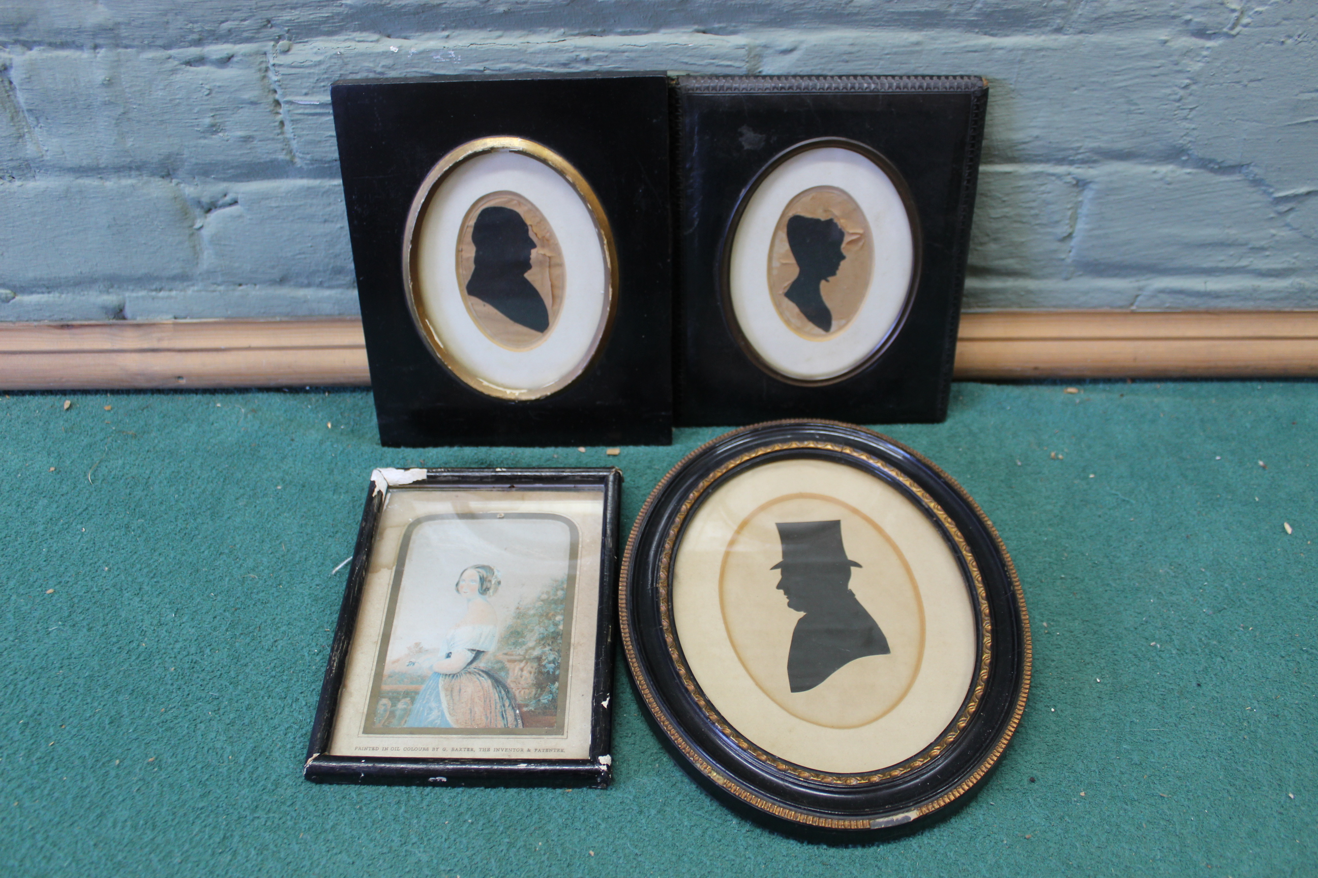 Three silhouettes and a Queen Victoria Baxter print - Image 3 of 3