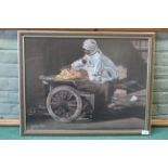 A mixed media oil painting of an ethnic market trader, signed Graham Hall, 49cm x 63.