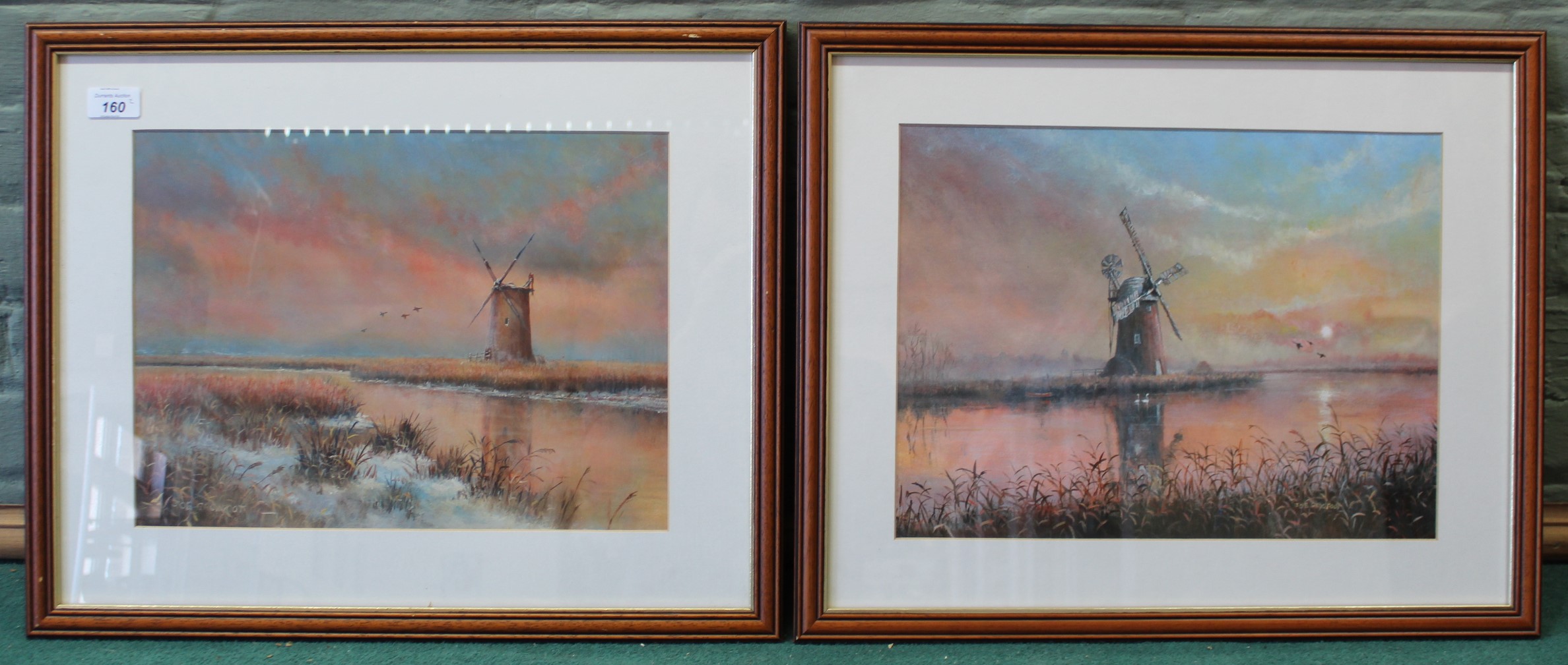 Joe Crowfoot (1946-2017), pair of framed and signed watercolours entitled Broadland