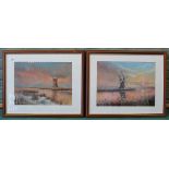 Joe Crowfoot (1946-2017), pair of framed and signed watercolours entitled Broadland