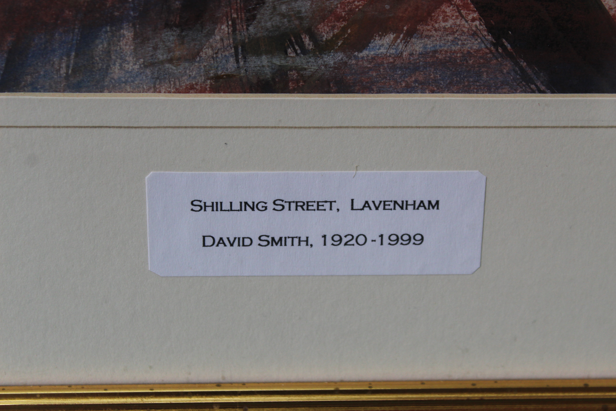 Lowestoft born artist David Smith 1920-1999, watercolour and pastels of Shilling Street, Lavenham, - Image 2 of 3