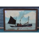 J Cadywould oil on board of a Great Yarmouth fishing boat YH314,