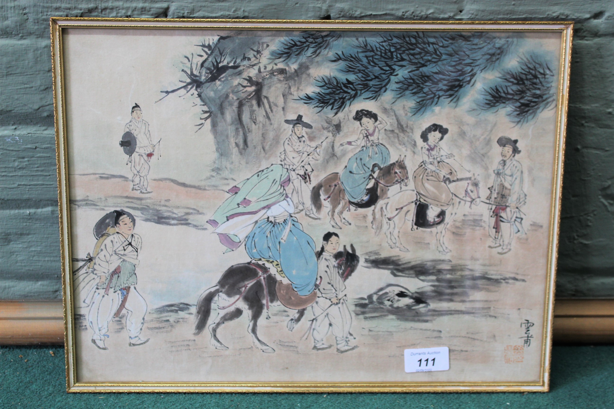 A Chinese landscape with figures on horseback, early 20th Century,