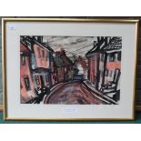 Lowestoft born artist David Smith 1920-1999, watercolour and pastels of Shilling Street, Lavenham,