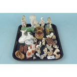 Miniature ceramic figures including German figures (condition varies), Staffordshire, animals,