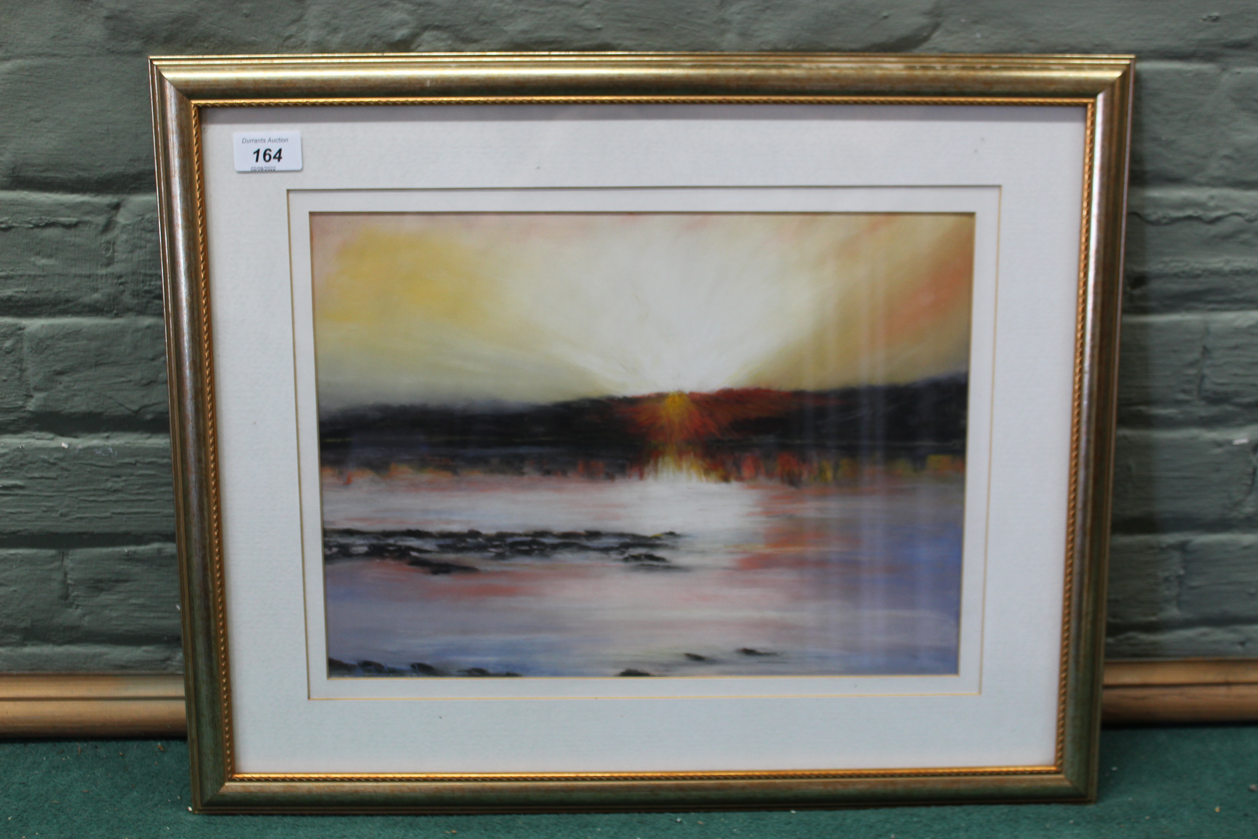 Elaine Miall (Essex artist) oil pastel 'Evening Light', 37.5cm x 27.