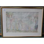 Lowestoft born artist David Smith 1920-1999, landscape watercolour of train tracks,