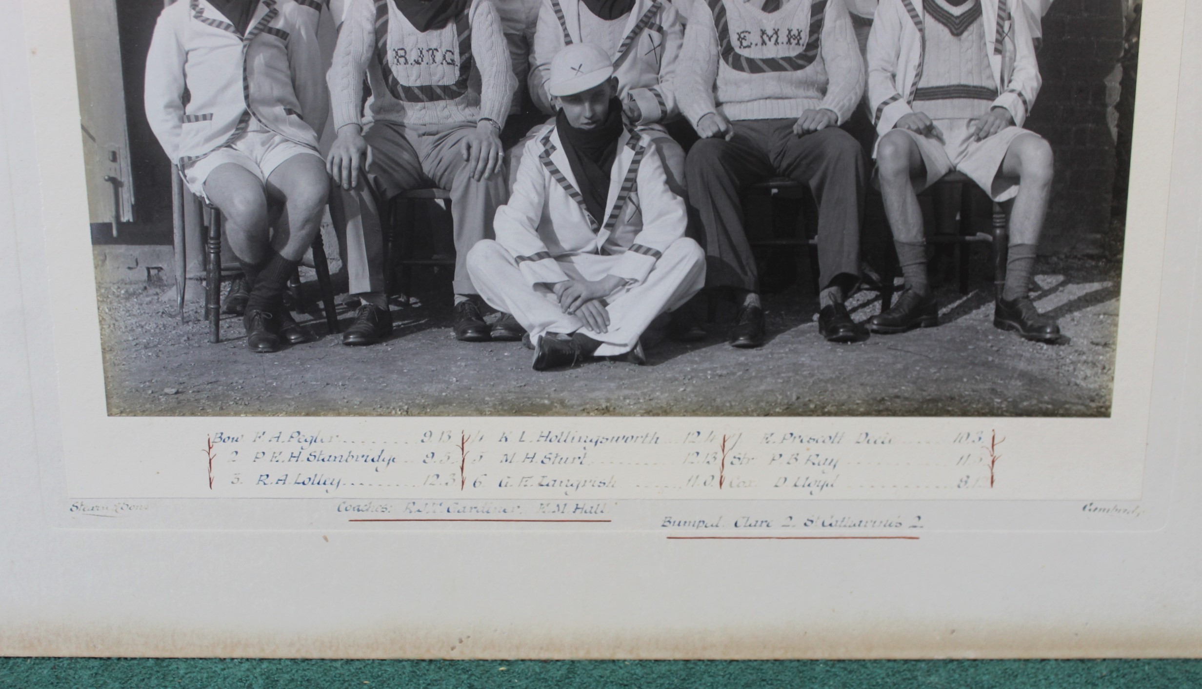 A photograph of Selwyn College (Cambridge University) 2nd Lent Boat 1938, - Image 2 of 3