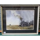 David Green (1913-2013), watercolour of The Fowler Engine, steam powered traction engine,