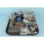 Mixed silver plated items including Mappin Brothers cruet, cocktail shaker,