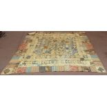 A vintage hand made patchwork bed quilt approx.