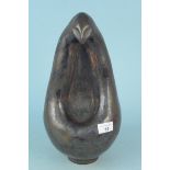 A stoneware Studio pottery figure of a stylised bird in a bronzed glazed finish