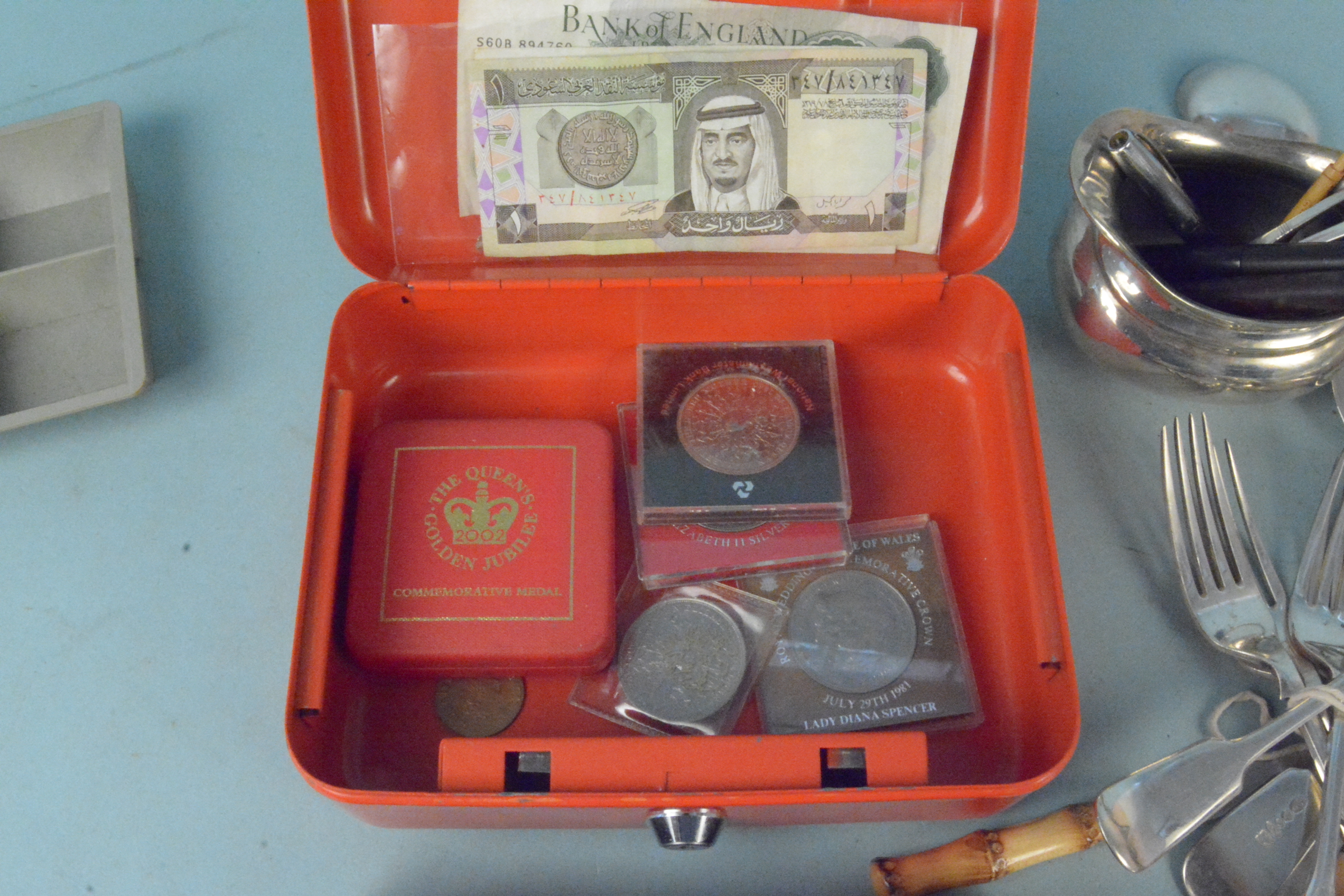 A quantity of silver plate (mostly cutlery), pens, - Image 3 of 3