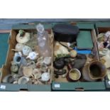 A mixed quantity of china, pottery, glass, binoculars,