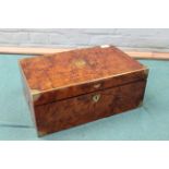 A mid 19th Century burr elm brass bound writing box