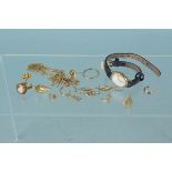 Mixed 9ct gold and yellow metal items, mostly earrings (no backs and some items as found),