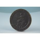 A George III cartwheel copper two pence coin (as found)