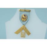 A 14ct gold gem set Masonic medal,